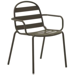 Tmavě zelen&aacute; kovov&aacute; zahradn&iacute; židle Kave Home Joncols