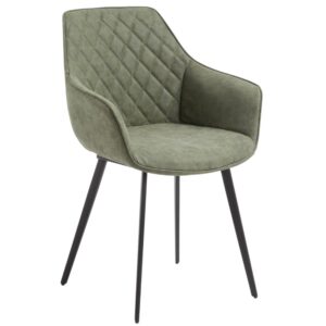 Tmavě zelen&aacute; koženkov&aacute; j&iacute;deln&iacute; židle Kave Home Amira