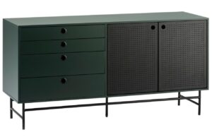 Tmavě zelen&aacute; lakovan&aacute; komoda Teulat Punto 150 x 47 cm