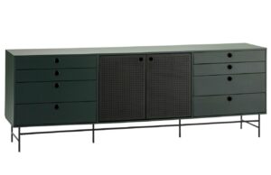 Tmavě zelen&aacute; lakovan&aacute; komoda Teulat Punto 212 x 47 cm