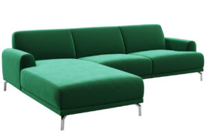 Tmavě zelen&aacute; rohov&aacute; sametov&aacute; pohovka MESONICA Puzo