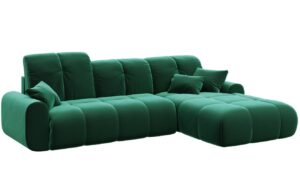 Tmavě zelen&aacute; sametov&aacute; rohov&aacute; pohovka DEVICHY Tous