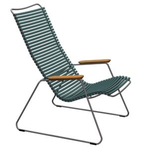 Tmavě zelen&eacute; plastov&eacute; zahradn&iacute; lounge křeslo HOUE Click