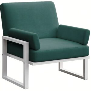 Tmavě zelen&eacute; zahradn&iacute; křeslo MESONICA Soledo s b&iacute;lou podnož&iacute;