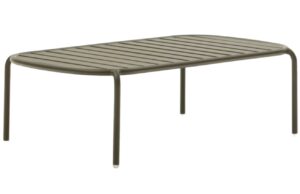 Tmavě zelen&yacute; kovov&yacute; zahradn&iacute; konferenčn&iacute; stolek Kave Home Joncols 113 x 62 cm