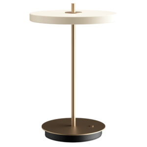 Umage B&iacute;lo-zlat&aacute; kovov&aacute; stoln&iacute; nab&iacute;jec&iacute; LED lampa Asteria