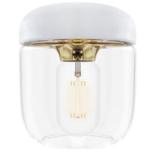 Umage B&iacute;lo-zlat&eacute; skleněn&eacute; z&aacute;věsn&eacute; st&iacute;nidlo Acorn 14 cm