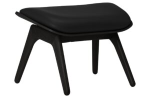 Umage Čern&aacute; dubov&aacute; podnožka The Reader s černou kůž&iacute; 60 x 46 cm