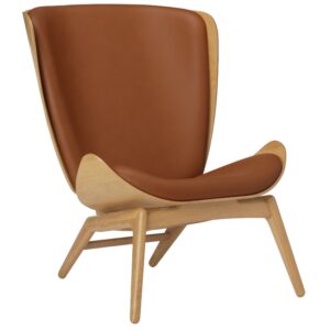 Umage Dubov&eacute; křeslo The Reader s hnědou kůž&iacute;