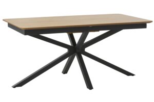 Unique Furniture Čern&yacute; rozkl&aacute;dac&iacute; j&iacute;deln&iacute; stůl Cesura 160/200 x 90 cm s dubov&yacute;m dekorem