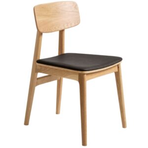 Unique Furniture Dubov&aacute; j&iacute;deln&iacute; židle Livo s čern&yacute;m koženkov&yacute;m sed&aacute;kem