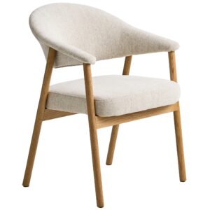 Unique Furniture Kr&eacute;mově b&iacute;l&aacute; j&iacute;deln&iacute; židle Elk s dubovou podnož&iacute;