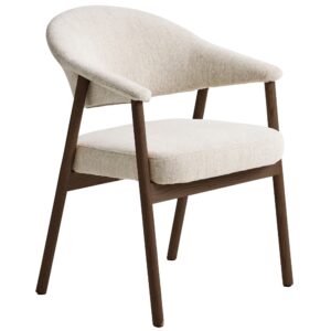 Unique Furniture Kr&eacute;mově b&iacute;l&aacute; j&iacute;deln&iacute; židle Elk s tmavou dubovou podnož&iacute;