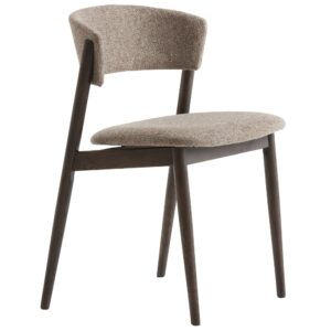 Unique Furniture Tmav&aacute; dubov&aacute; j&iacute;deln&iacute; židle Revere s b&eacute;žov&yacute;m sed&aacute;kem