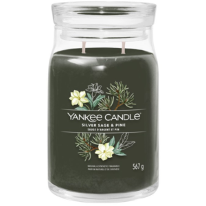 Velk&aacute; vonn&aacute; sv&iacute;čka Yankee Candle Silver Sage & Pine Signature