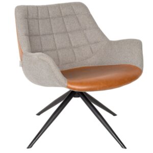 Vintage hněd&eacute; koženkov&eacute; otočn&eacute; křeslo ZUIVER DOULTON