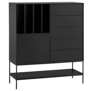 Vysok&aacute; čern&aacute; komoda Teulat Platt 120 x 45 cm