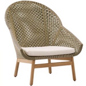 Vy&scaron;&scaron;&iacute; zelen&eacute; zahradn&iacute; křeslo z uměl&eacute;ho ratanu Kave Home Olbia