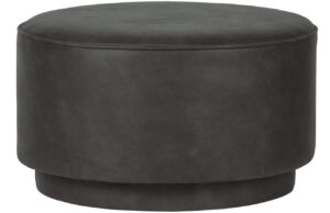 WOOOD Antracitově &scaron;ed&yacute; koženkov&yacute; puf Harlow 60 cm