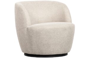 WOOOD B&iacute;l&eacute; čalouněn&eacute; otočn&eacute; křeslo Serena