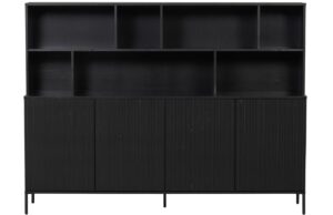 WOOOD Čern&aacute; borovicov&aacute; knihovna Gravia 150 x 200 cm