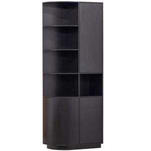 WOOOD Čern&aacute; borovicov&aacute; modul&aacute;rn&iacute; knihovna Frederica 210 x 78 cm