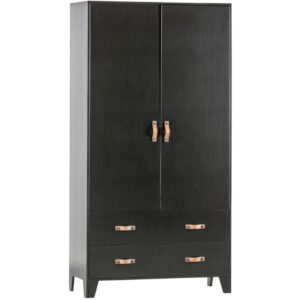 WOOOD Čern&aacute; masivn&iacute; borovicov&aacute; &scaron;atn&iacute; skř&iacute;ň Rea 180 x 94 cm