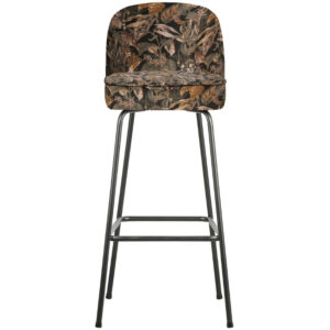 WOOOD Čern&aacute; sametov&aacute; barov&aacute; židle Tergi 79 cm s květinov&yacute;m vzorem II.