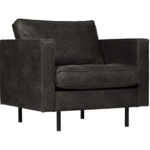 WOOOD Čern&eacute; koženkov&eacute; křeslo Raden s pro&scaron;&iacute;v&aacute;n&iacute;m