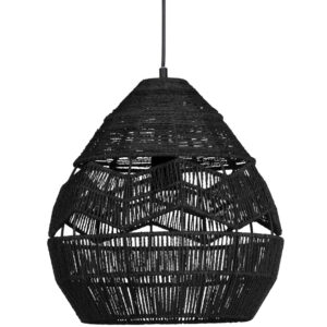 WOOOD Čern&eacute; pleten&eacute; z&aacute;věsn&eacute; světlo Adelaine 35 cm