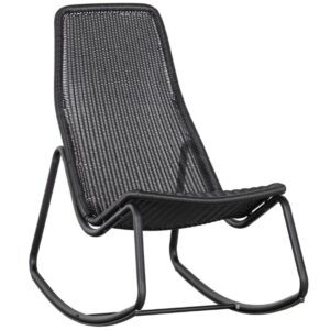 WOOOD Čern&eacute; ratanov&eacute; zahradn&iacute; houpac&iacute; křeslo Tonny