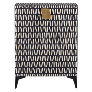 WOOOD Černob&iacute;l&aacute; vzorovan&aacute; komoda Maia 81 x 43 cm