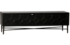 WOOOD Čern&yacute; borovicov&yacute; TV stolek Morten 165 x 45 cm