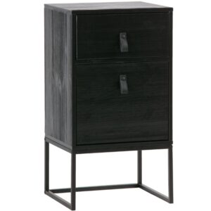 WOOOD Čern&yacute; borovicov&yacute; nočn&iacute; stolek Tason