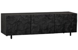 WOOOD Čern&yacute; dřevěn&yacute; TV stolek Country 160 x 45 cm