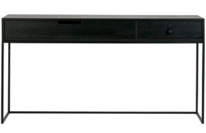 WOOOD Čern&yacute; masivn&iacute; dubov&yacute; toaletn&iacute; stolek Frax 140 cm