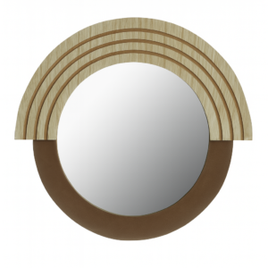 WOOOD Dřevěn&eacute; kulat&eacute; n&aacute;stěnn&eacute; zrcadlo Zebina 29 cm