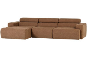 WOOOD Hněd&aacute; boucl&eacute; rohov&aacute; pohovka Novi 300 cm