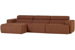 WOOOD Hnědočerven&aacute; boucl&eacute; rohov&aacute; pohovka Novi 300 cm