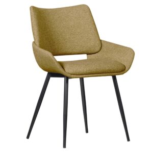 WOOOD Hořčicově žlut&aacute; čalouněn&aacute; j&iacute;deln&iacute; židle Upton