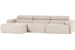 WOOOD Kr&eacute;mově b&iacute;l&aacute; boucl&eacute; rohov&aacute; pohovka Novi 300 cm