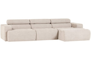 WOOOD Kr&eacute;mově b&iacute;l&aacute; boucl&eacute; rohov&aacute; pohovka Novi 300 cm