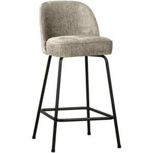 WOOOD Kr&eacute;mově b&iacute;l&aacute; sametov&aacute; barov&aacute; židle Tergi 64 cm