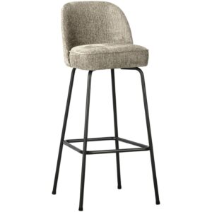 WOOOD Kr&eacute;mově b&iacute;l&aacute; sametov&aacute; barov&aacute; židle Tergi 79 cm