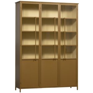 WOOOD Medově žlut&aacute; kovov&aacute; vitr&iacute;na Merrick 200 x 142 cm