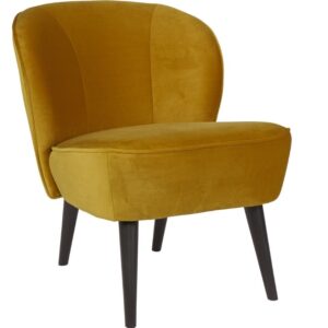 WOOOD Okrově žlut&eacute; sametov&eacute; křeslo Norma