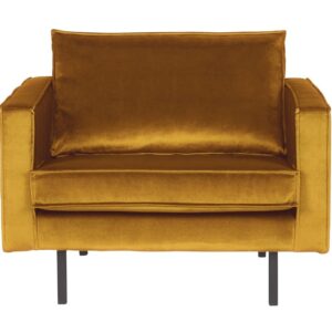 WOOOD Okrově žlut&eacute; sametov&eacute; křeslo Raden