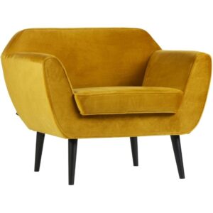 WOOOD Okrově žlut&eacute; sametov&eacute; křeslo Sanba