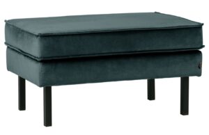 WOOOD Petrolejově modr&aacute; sametov&aacute; podnožka Raden