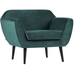 WOOOD Petrolejově modr&eacute; sametov&eacute; křeslo Sanba